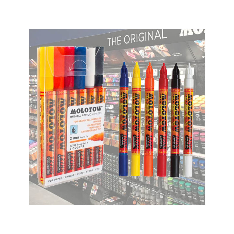 Molotow Acrylic Marker One4All 2mm Wallet Basic Set 1 6 Pcs EpicLoot.fr